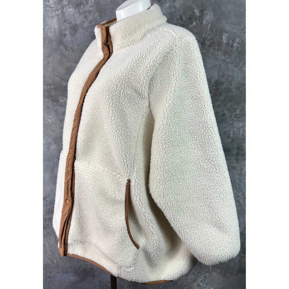 Lands End Women's Off White Heavy Fleece Full Zip Jacket sz 3X (15598) - Picture 2 of 10